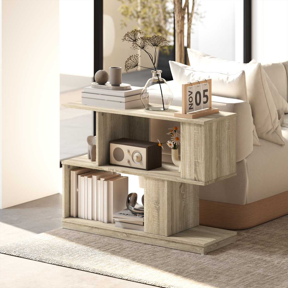 Rattan 3-tier S-shape side and coffee table
