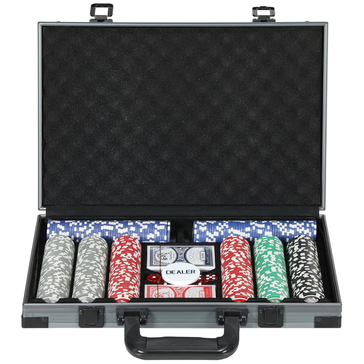 SPORTNOW 400-Piece Poker Chip Set with ABS Case, Mat, Cards & Dice – Texas Hold'em Casino Game Night Set, Grey