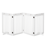 Pawhut Foldable Freestanding Dog Gate with Support Feet – MDF Pet Safety Barrier for Doorways & Stairs, White