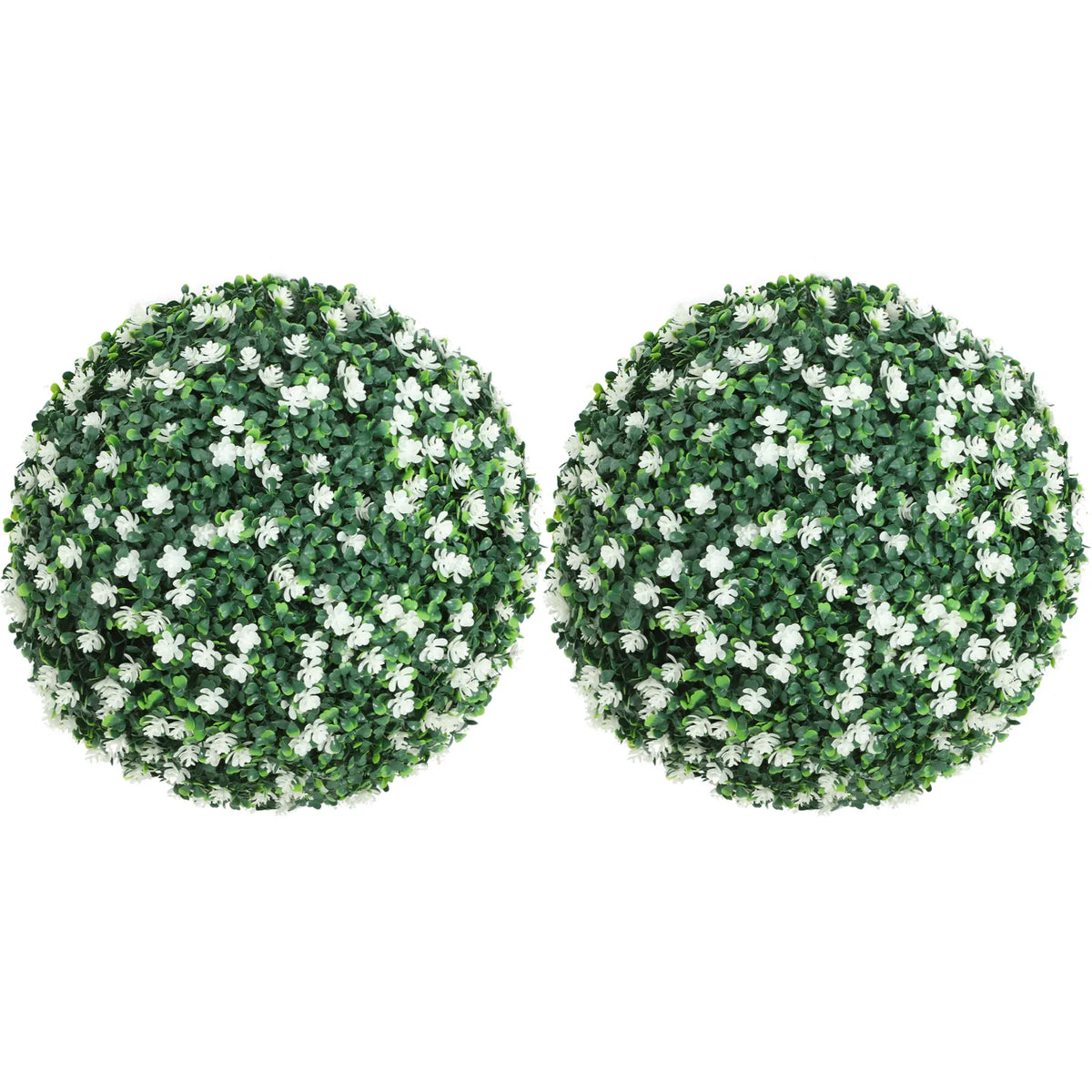 HOMCOM Set of Two Artificial Boxwood Balls Plants – White