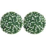 HOMCOM Set of Two Artificial Boxwood Balls Plants – White