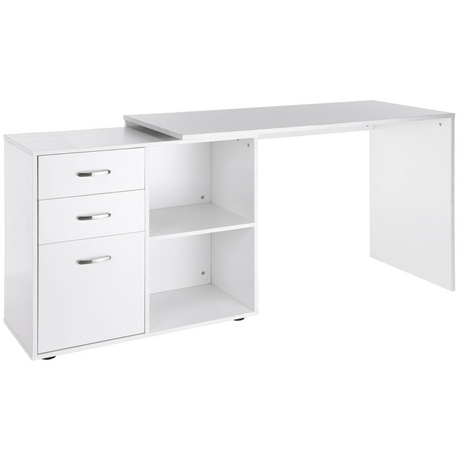 HOMCOM white L-shaped desk with file cabinet