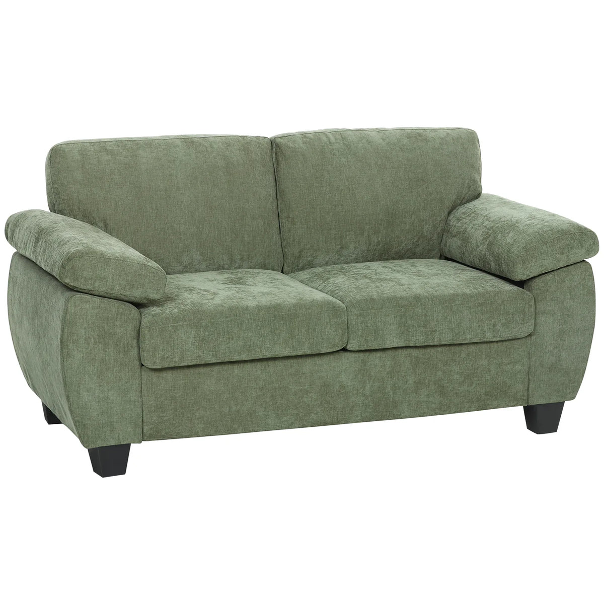 HOMCOM 2 Seater Sofa, 156cm Chenille Loveseat with Pocket Spring Cushions and Wide Padded Armrests, Dark Green