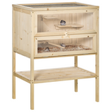 PawHut 3-Tier Wooden Hamster Cage with Ladders and Exercise Levels – Fir Wood Small Animal House