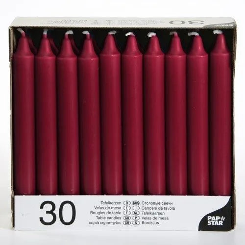 MM HOMESTORES Table Candles 8" Pack of 30 – Dining & Home Decor, Burgundy