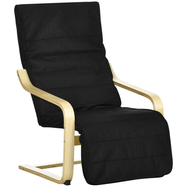 Black lounge recliner chair with adjustable footrest