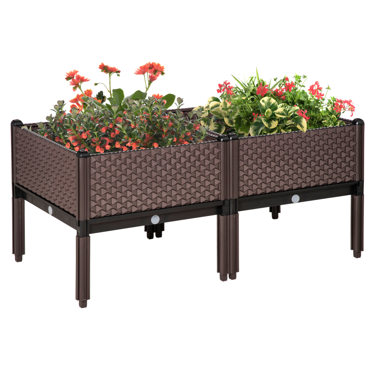Outsunny Set of 2 Raised Garden Beds with Self-Watering Disc & Drainage – Elevated Planter Boxes