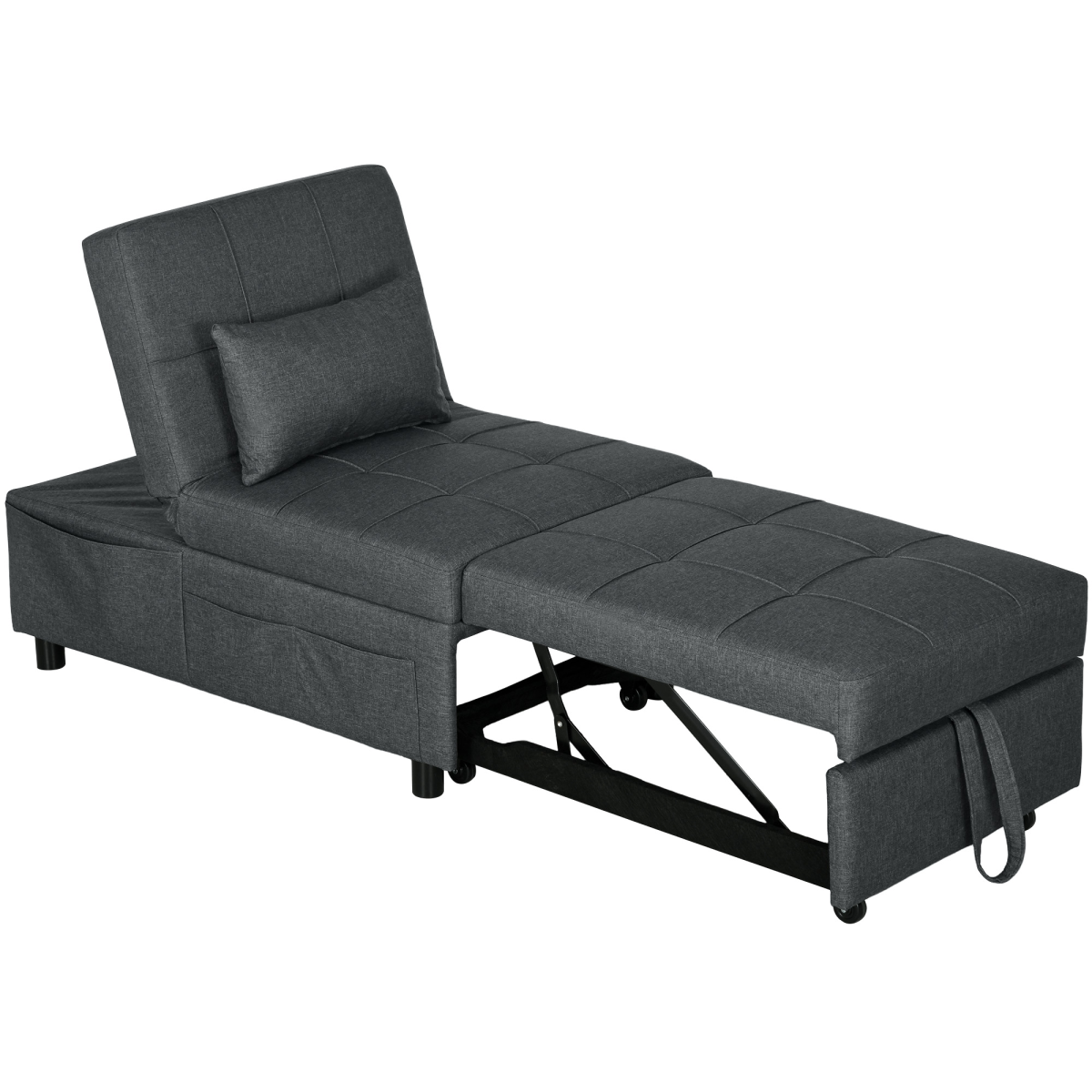 HOMCOM grey folding single sofa bed with pillow