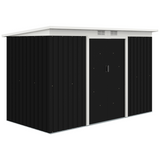 Outsunny 9 x 4ft Galvanised Steel Garden Storage Shed with 2 Sliding Doors & Ventilation Slots – Outdoor Tool Storage, Grey
