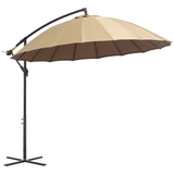 Outsunny 3m Cantilever Patio Parasol with Crank Handle, 18 Fibreglass Ribs & Cross Base – Offset Garden Shade, Khaki