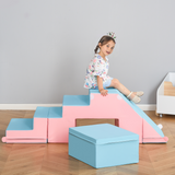 Kids Soft Play Set, 2-Piece Foam Climb, Crawl & Slide Blocks – Toddler Activity Toy for Ages 1–3, Pink & Blue