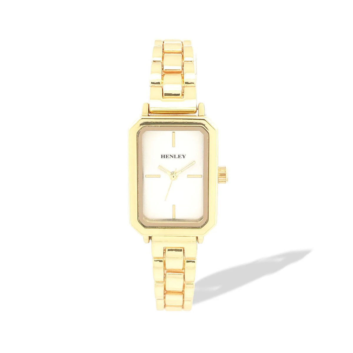 Henley Womens Mnimal Rectangular Bracelet Watch - Gold Tone