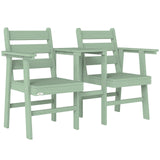 Outsunny Wooden Jack and Jill Garden Seat – 2-Seater Loveseat with Integrated Table, Embossed Finish, Green