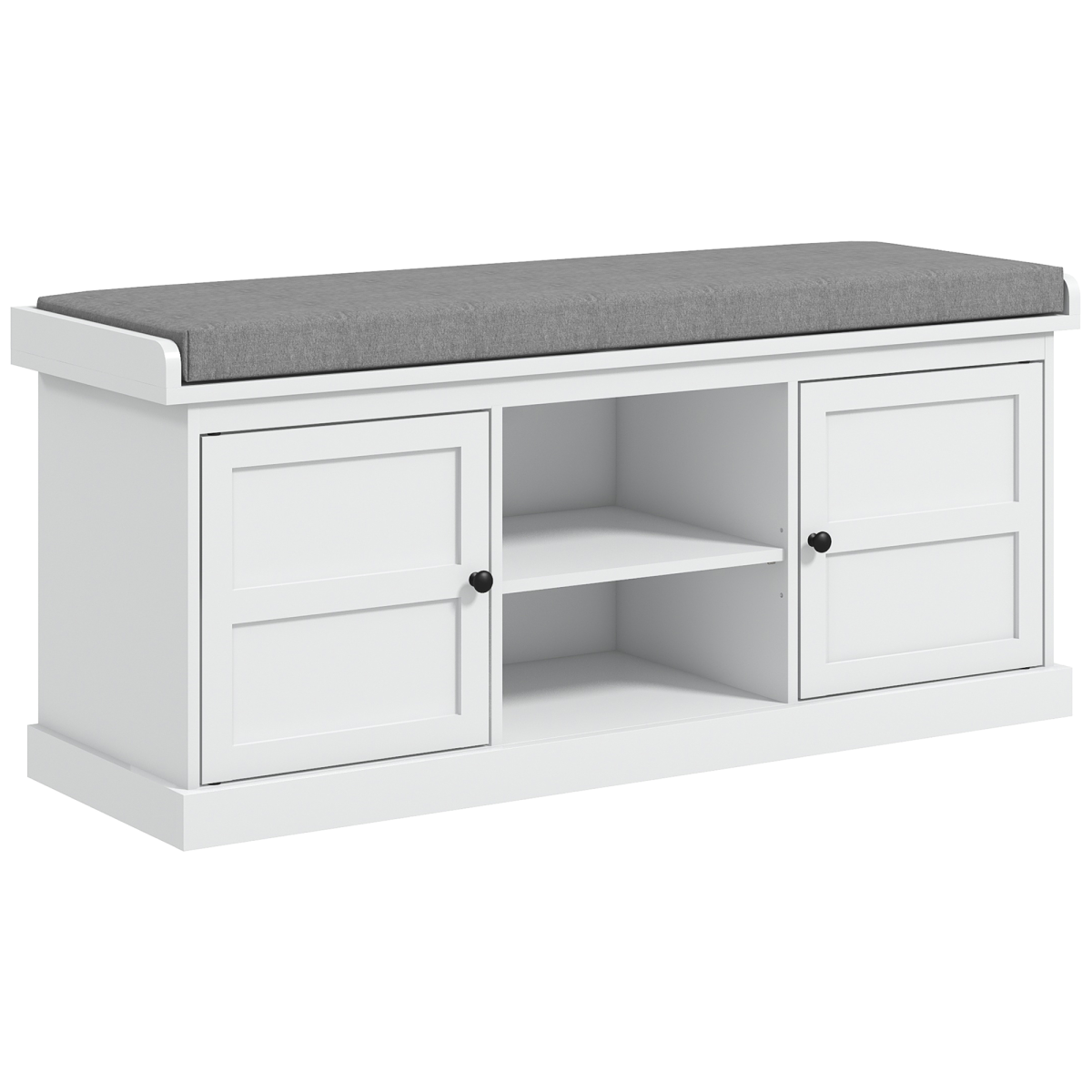 HOMCOM white shoe storage bench with cabinets
