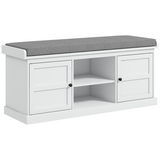 HOMCOM white shoe storage bench with cabinets