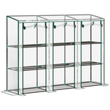 Outsunny 3-Tier Lean-to Wall Mini Greenhouse with Clear Roll-Up Doors & Plastic Cover – Plant Shelves