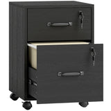 HOMCOM Rolling File Cabinet with 2 Drawers & Lockable Wheels – Under-Desk Mobile Storage, Black