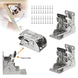 4 x Folding Table & Chair Leg Hinges – 90 Degree Self-Locking Cold-Rolled Steel Support Brackets, Silver