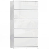 HOMCOM 5-Drawer Chest of Drawers with Handle-Free High Gloss Fronts & Soft-Close – Modern Bedroom Storage Unit