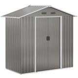 Outsunny 6.5 x 3.5ft Metal Garden Shed with Double Sliding Door and Sloped Roof – Outdoor Storage, Grey