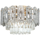 HOMCOM 3-Light Flush Mount Chandelier with Crystal and Smoke Glass – 40 cm Gold Ceiling Light