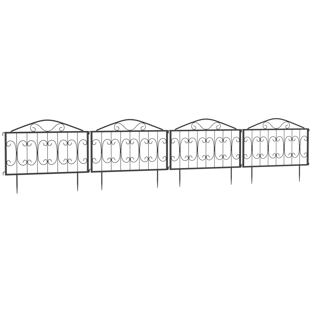 Outsunny 4-Piece Decorative Garden Fence Panels – Interlocking Metal Border Edging with Powder-Coated Finish