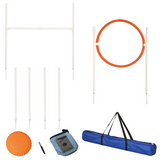 PawHut Five-Piece Dog Agility Training Set with Jump Hurdle, Jump Ring, Weave Poles & Storage Bag – Multicoloured