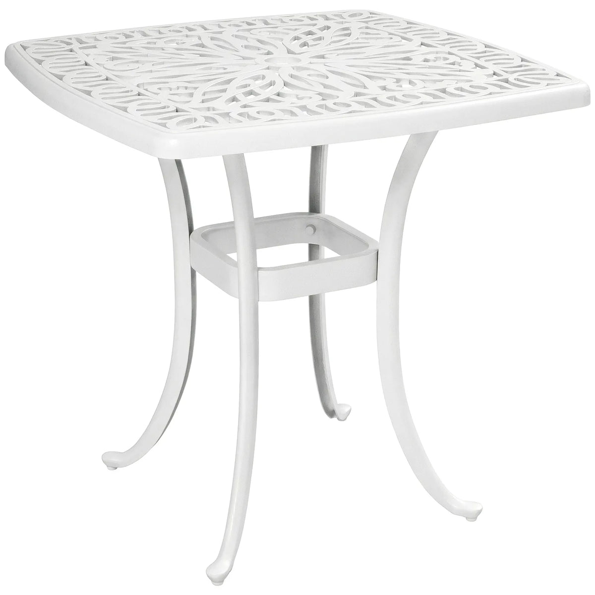 Outsunny Cast Aluminium Garden Side Table with 38mm Parasol Hole and Floral Top, 54cm
