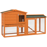 PawHut Wooden Rabbit Hutch with Run, Ramp & Slide-out Tray – Weatherproof Outdoor Pet House, Orange