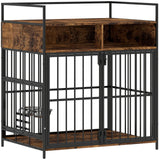 PawHut Dog Crate Furniture with Rotatable Feeding Station and Shelves – Indoor End Table Kennel, Brown