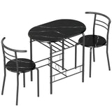 HOMCOM Three-Piece Compact Dining Set with Table and 2 Chairs – Space-Saving Kitchen Breakfast Bar Set, Black
