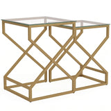 HOMCOM Nest of 2 Tables with Tempered Glass Tops and Golden Legs – Side and Coffee Table Set, Transparent