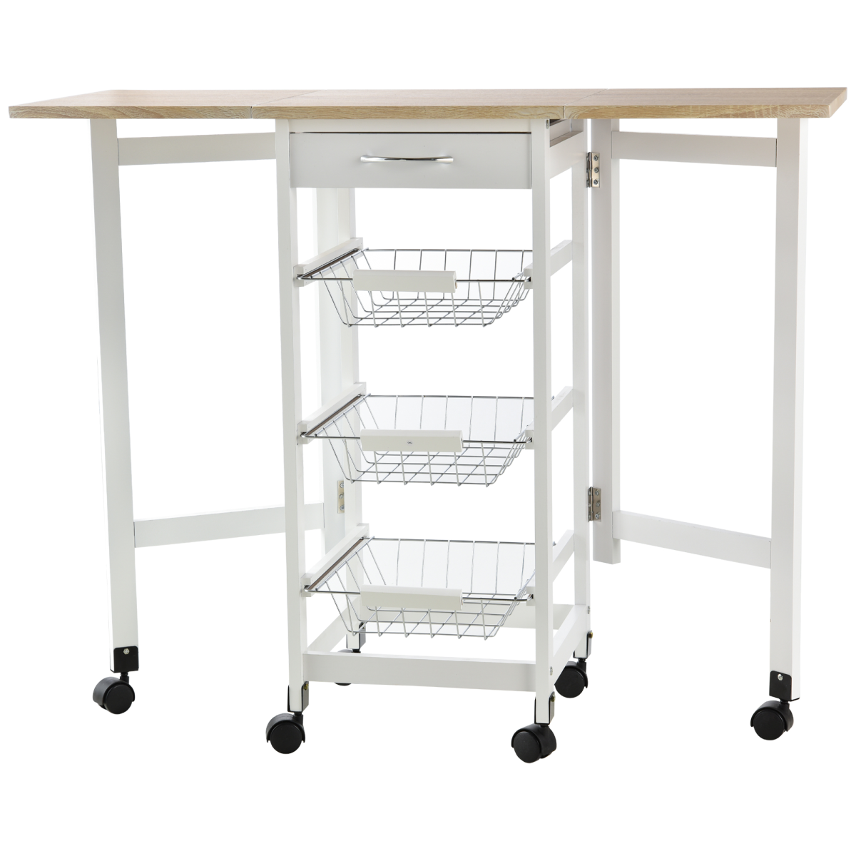 White extendable drop leaf kitchen island