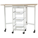 White extendable drop leaf kitchen island