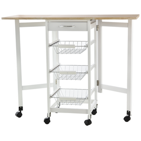 White extendable drop leaf kitchen island
