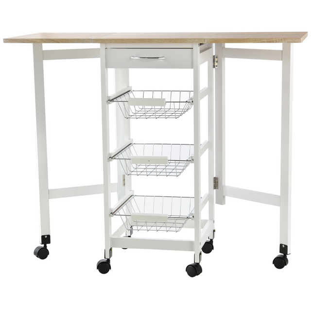 White extendable drop leaf kitchen island
