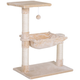 Pawhut Two-Tier Cat Activity Tree with Hammock, Sisal Scratching Posts and Hanging Ball – Kitten Play Tower