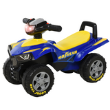 HOMCOM Goodyear Baby Quad Ride-On Walker with Lights, Horn & Storage – Sliding Toy for 18-36 Months, Blue and Yellow