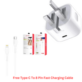 Ven-Dens 20W Dual Port USB-C PD Charger with Type-C to 8 Pin Cable – Fast Charging for Phones & Tablets