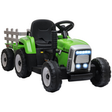 HOMCOM Ride-On Tractor with Detachable Trailer, Remote Control & Music – Kids Electric Toy, Green