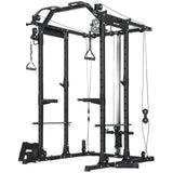 SPORTNOW Cable Crossover Machine with Lat Pull-Down, Pull-Up Station & Barbell Rack – Home Multi Gym
