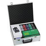 SPORTNOW 300-Piece Poker Chip Set with Card Shuffler, Card Shoe, Mat & Case – Texas Hold'em Set, Silver Tone