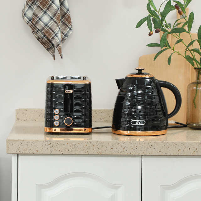 Pebbled 1.7L kettle and 2-slice toaster set