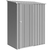 Outsunny 5ft x 3ft Metal Garden Storage Shed with Sloped Roof and Hinged Door – Galvanised Steel, Aluminium Grey
