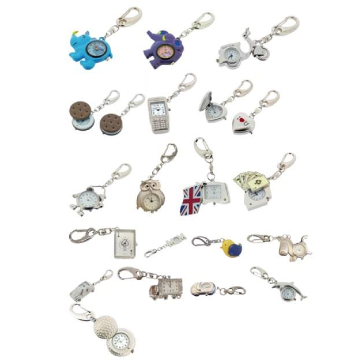 Imperial Metal Key Chain Clock with Quartz Movement – Adjustable Buckle Closure, Bold Numbers