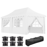 Outsunny 3 x 6m Pop-Up Gazebo with Sides, UPF50+ Oxford Canopy, Windows & Doors – Garden Party Marquee, White