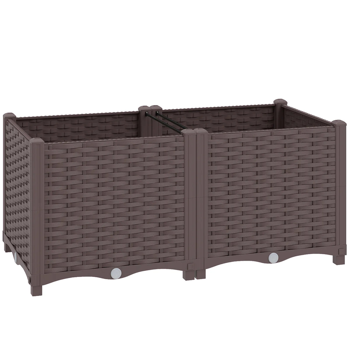 Outsunny Self-Watering Raised Garden Bed with Legs – Rattan-Effect Plastic Planter Boxes, 80 x 40cm