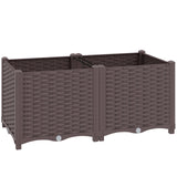 Outsunny Self-Watering Raised Garden Bed with Legs – Rattan-Effect Plastic Planter Boxes, 80 x 40cm