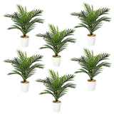 Leaf Pack of 6 Artificial Mini Palm Trees, 50cm – Realistic Potted Faux Plants for Desks & Shelves