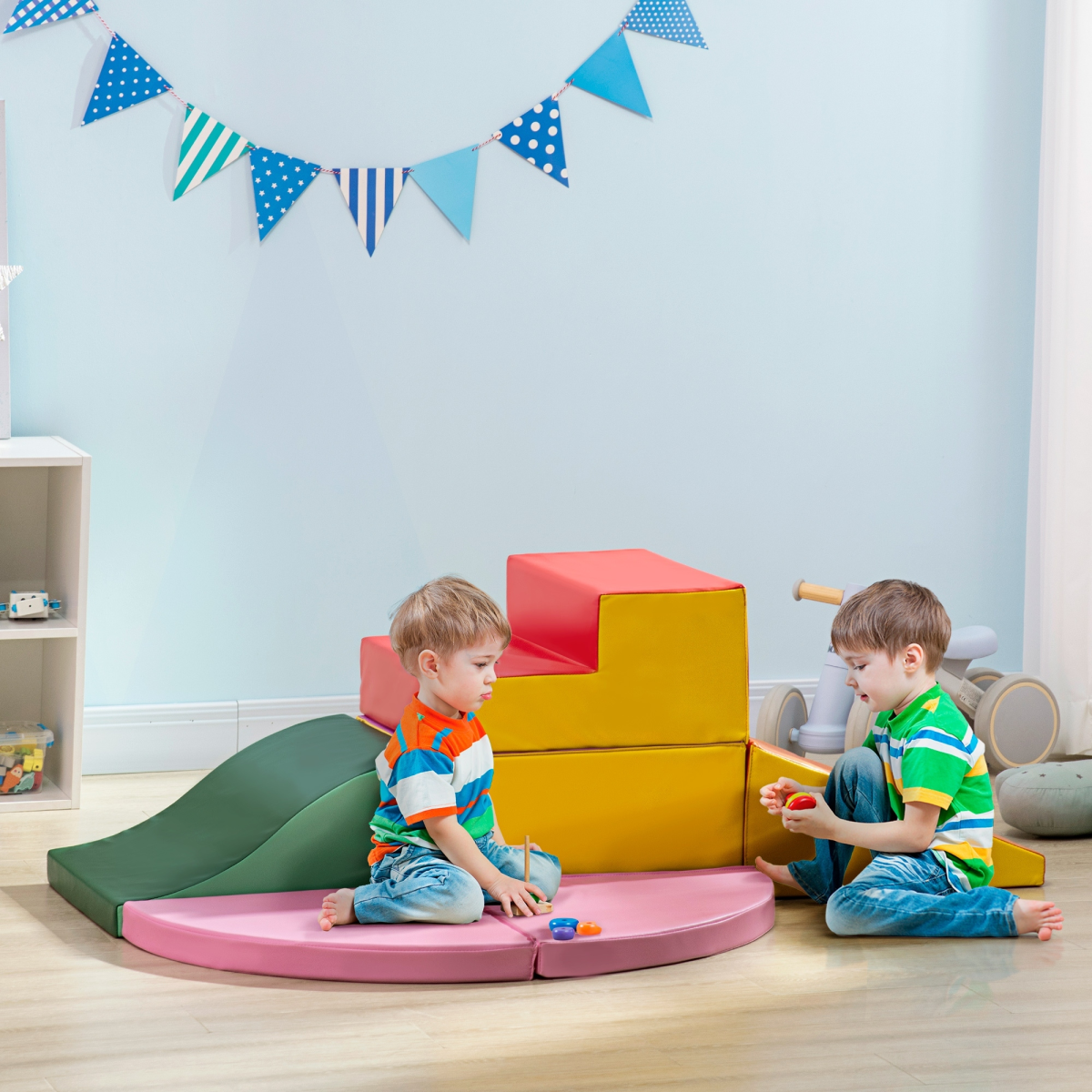 Kids Soft Play Set with 6 Foam Blocks – Modular Climb & Crawl Toddler Activity Toys, 12–36 Months